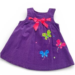 Bonnie Baby Purple Tank Top with Butterfly Button Appliqué Design Size 18 Months